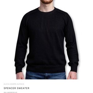 Alicia Adams Alpaca Classic Black Crewneck Sweater NWT